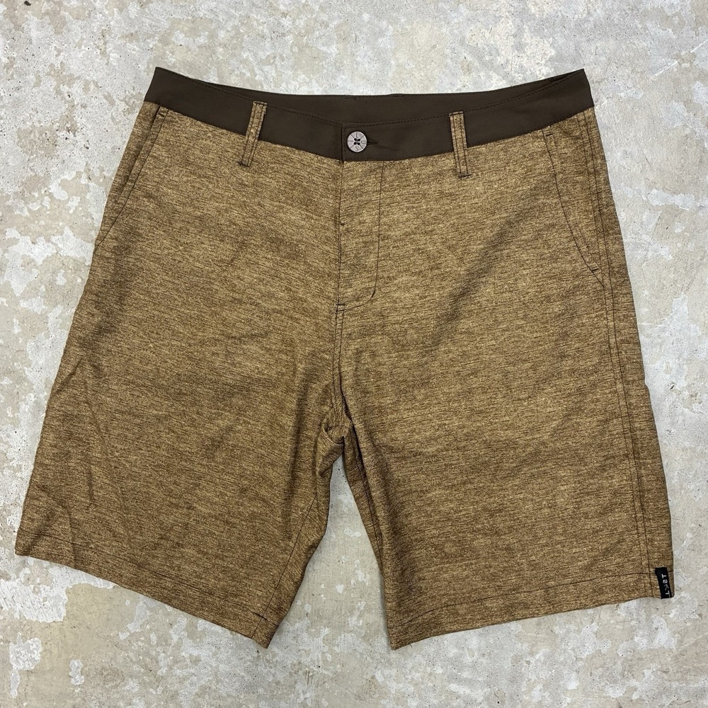 LOST Enterprises Hybrid Shorts Mens 34 Brown Heather Chino 9" Swim Stretch Y2K